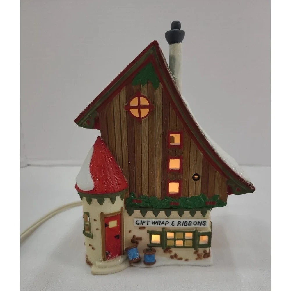 Department Dept 56 GIFT WRAP & RIBBONS North Pole Series REPAIRED Lighted